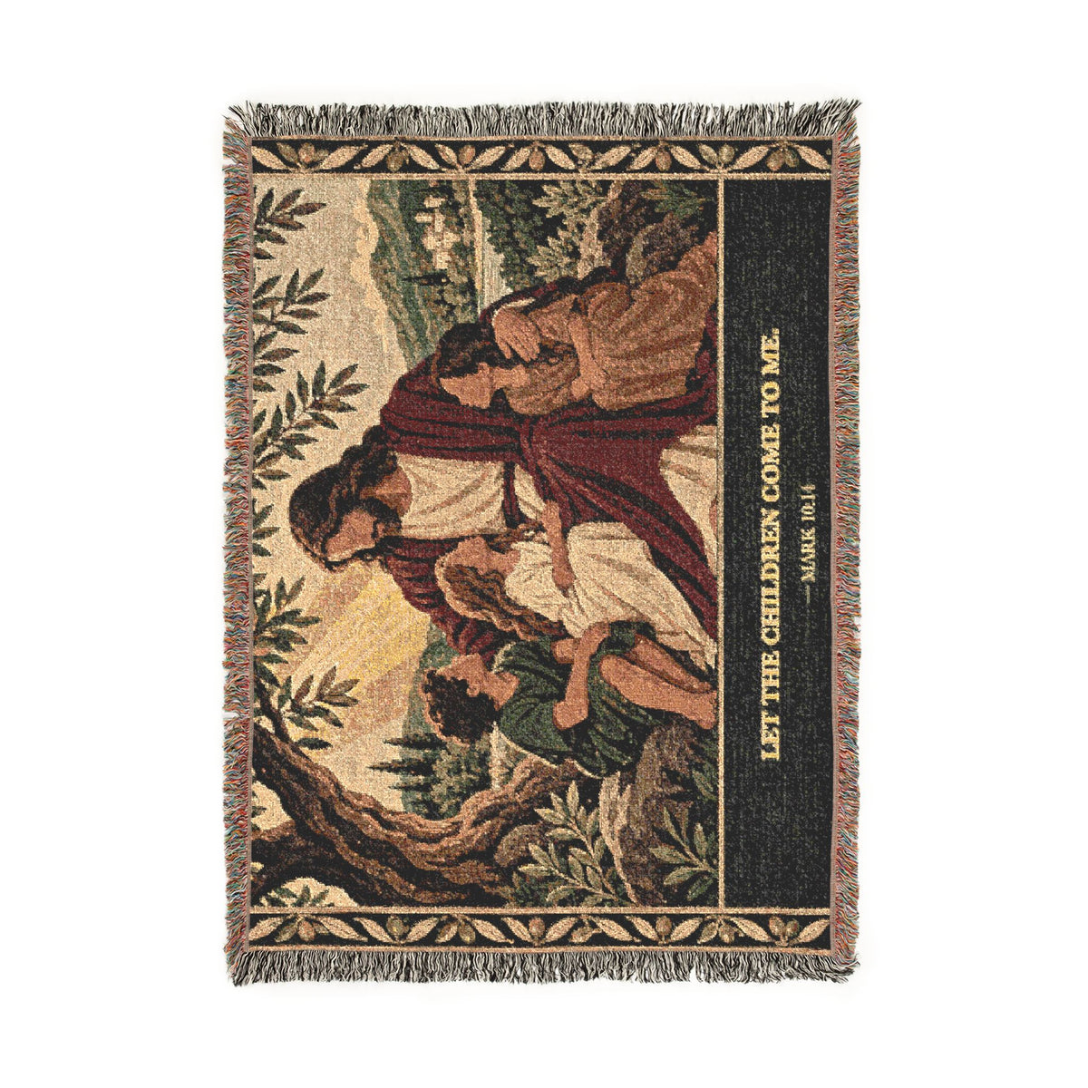 Religious Woven Blanket — 'Let The Children Come To Me' Jesus Throw